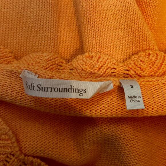 Soft Surroundings Scalloped V Neck Cotton Blend Short Sleeve Sweater Shirt Small - Picture 3 of 5